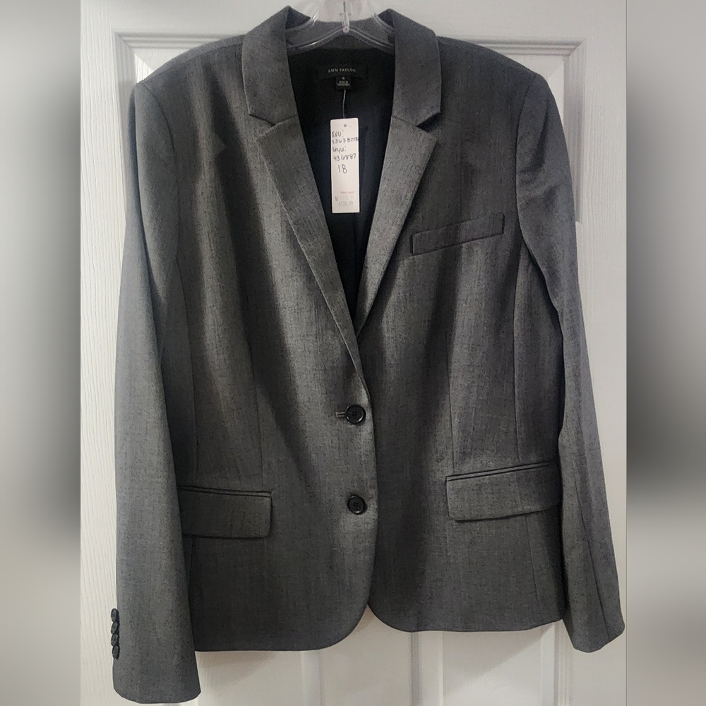 NWT - Ann Taylor, 18, dark gray blazer.